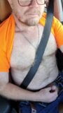 Pig pulls out his small hairy dad dick and jacks off in car snapshot 6