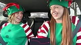 Horny elves cumming in drive thru with lush remote controlled vibrators featuring Nadia Foxx snapshot 5