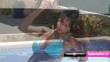 British slut Zara Mae strips by the pool snapshot 3