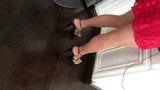 Tan Pantyhose Strappy High Heels snapshot 4