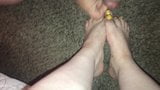 Latina slut lets me shoot my cum all over her sexy feet snapshot 7