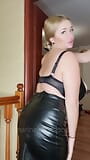 Neighbor with big tits leather clothes hug natural breasts snapshot 3