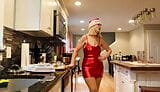 Danielle Dubonnet 65 Year Old MILF Cooking in TIGHT RED DRESS and HEELS snapshot 2