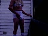 Jen jerks off and cums in white lingerie on the deck snapshot 1