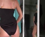 model in full black satin panty back snapshot 4