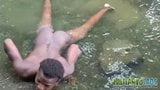 Brown soldier strips naked by the stream snapshot 1