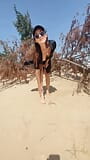 Naked Teen Girl shows Pussy, legs and Feet and Toes, Foot, Leg Fetish on Nudist Beach Public Outdoor snapshot 5