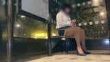 Crossdresser bound at bus stop snapshot 4