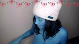 Smurfette plays with her giant blue tits and butt snapshot 7