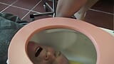 Toilet trash for pedicures and spit!  Madame Carla degrades her old slave as a pedicure slave and spittoon! snapshot 5