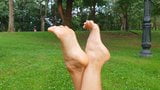 Hot girl shows her soles in the park snapshot 7