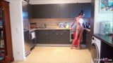 Skinny German Mom caught naked in kitchen and Seduced to Fuck snapshot 4