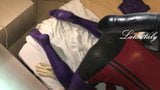 Face cumshots wearing latex catsuit and rubber body snapshot 1