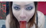 desperately sucking and spitting on my red dildo snapshot 1