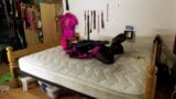 Sissy Maid in Self Bondage Armbinder Hogtie snapshot 18