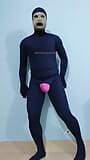 Zentai pantyhose mask Encasement putting snapshot 2