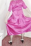 Uk tv slut Nottstvslut in very shiny pink satin ballgown. snapshot 1