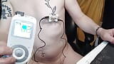 electro-stim demo left nipple with bipolar clamp and wet cock and PA snapshot 7