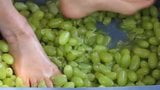 Feet with Long Red Toenails Stomping Green Grapes (I part) snapshot 7