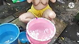 Indian bhabhi bathing outside with snapshot 5