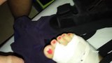 Masturbation and ejaculation near my wife's injured foot snapshot 1