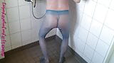 Pissing in blue tights snapshot 6