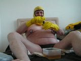 pisspig wallowing in piss wearing rubber shorts snapshot 2