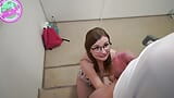 Horny teen wants your Cum on the stairwell - Facial, Public, Jerk off instruction snapshot 1