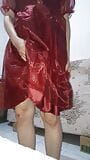 Masturbation Cum Wearing Shiny Red X'mas Dress snapshot 13