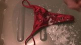 Huge Messy Load on Red Thong snapshot 5