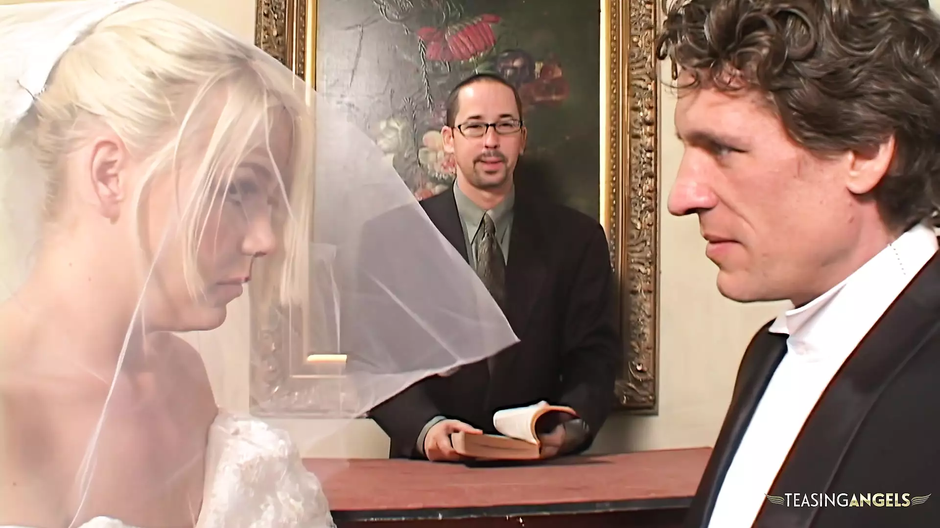 Free watch & Download Blindfolded bride gets surprised by two hard cocks at once