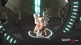 Super hete gamermeisje wordt hard anaal geneukt met een sexy futanari in de sci-fi-gevangenis snapshot 13