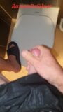 Master Ramon jerks off in hot black shorts on the public toilet, hot snapshot 15
