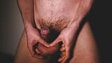 Close-up hairy uncut cock soft then erect as Kudoslong masturbates, hits and slaps his cock and balls snapshot 9