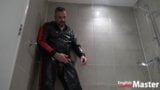 DILF in tracksuit pisses from uncut cock in the shower PREVIEW snapshot 7