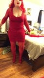 Deanna CD Doll in red dress, strips, dildos, comes! snapshot 1