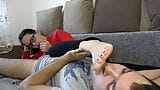 Hot stepmom Anna gives blowjob and footjob for stepson snapshot 5