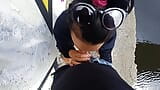 Latina gives a intens public blow job!!deep troath and swallow Cum!! snapshot 3