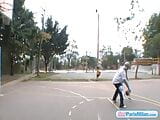 Paris Milan plays basketball outdoors snapshot 10