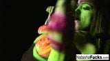 Busty Natasha Shoots A Fun And Sexy Black Light video snapshot 2