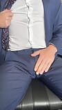 Suited and booted daddy bulging and stroking my hard cock snapshot 2