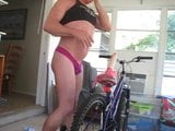 Pantyboy2010 Rides Big Dildo while Riding his Bicycle snapshot 1