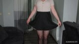 Teasing Ass In Mini Skirt And Giving A Handjob On Stockings snapshot 8