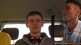 Schoolboy twink fucked and sucked in hardcore van threesome snapshot 6