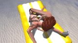 Second Life lesbian girls licking pussy at the beach snapshot 8