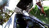 Seductively washing the car has made his big cock ready to snapshot 1