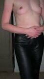 Tight leather trousers on amateur British milf snapshot 1