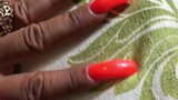 Latina with sexy long orange nails fingernails snapshot 2