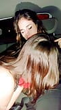 Belle amore y aApril bigass , besandose y tocandose por primera vez en el auto snapshot 11