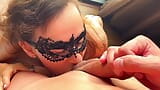 A Teen Girl in mask Sucks dick, Cums on face sperm, SeaView Room, POV Blowjob Cumshot snapshot 16